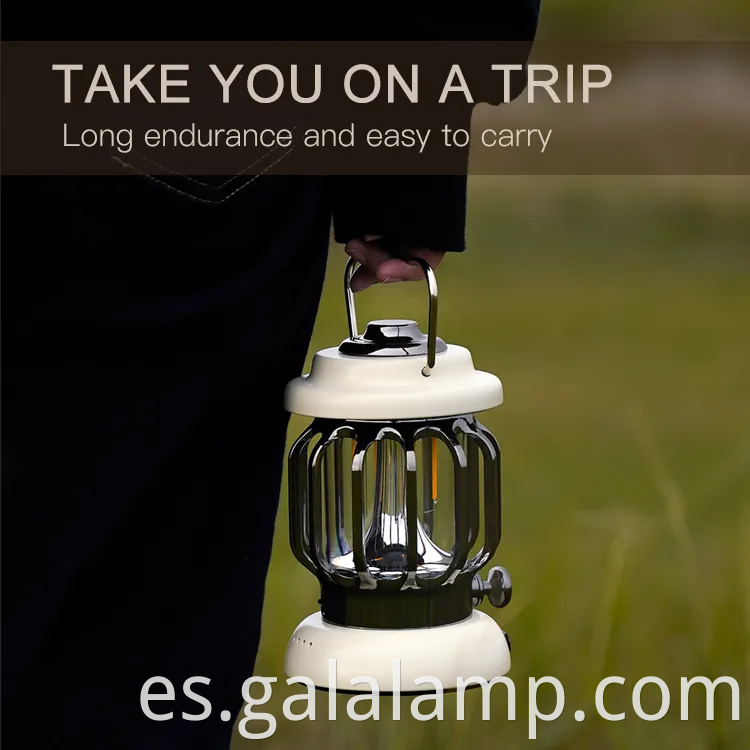 Linterna LED de inspiración vintage para acampar y seguridad al aire libre